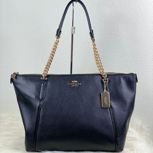 COACH AVA PEBBLED LEATHER CHAIN TOTE